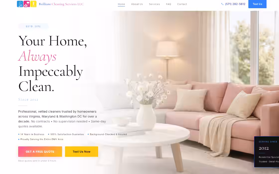 Brilliant Cleaning Services LLC website preview