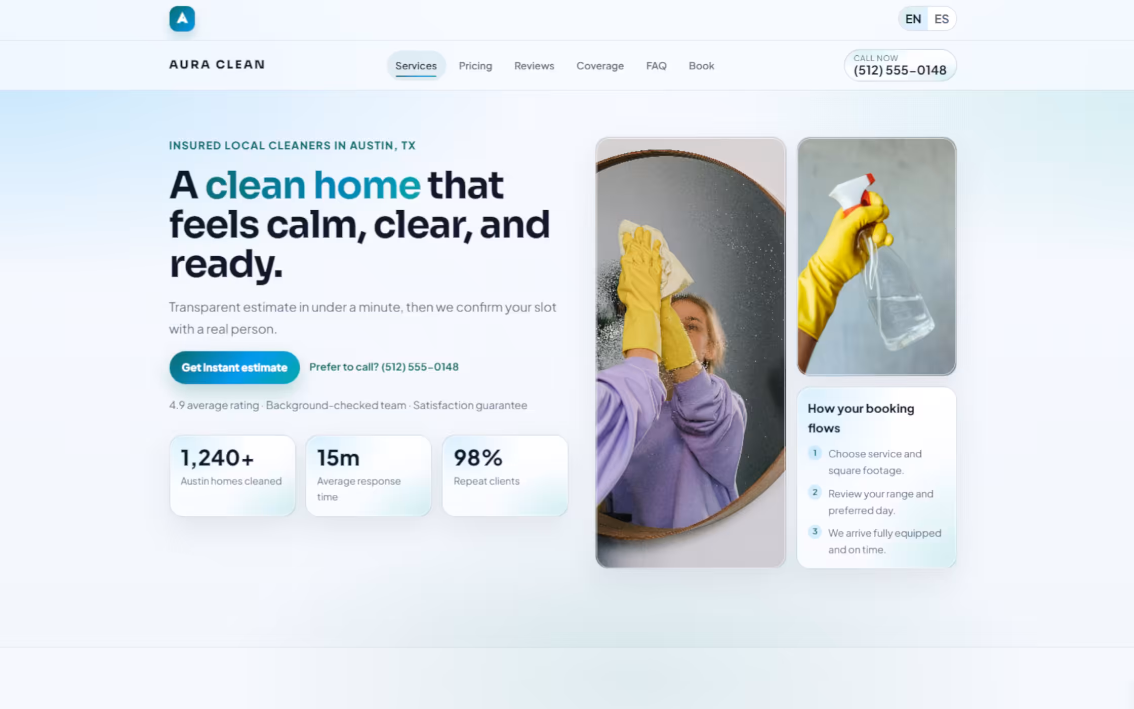 Aura Clean Demo website preview