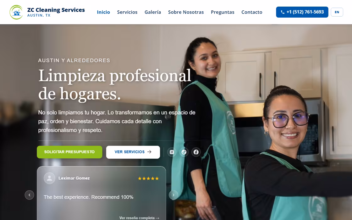 ZC Cleaning Services website preview